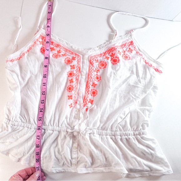Aéropostale Boho Embroidered Peplum Cami Top White Orange Size XL - Picture 12 of 13